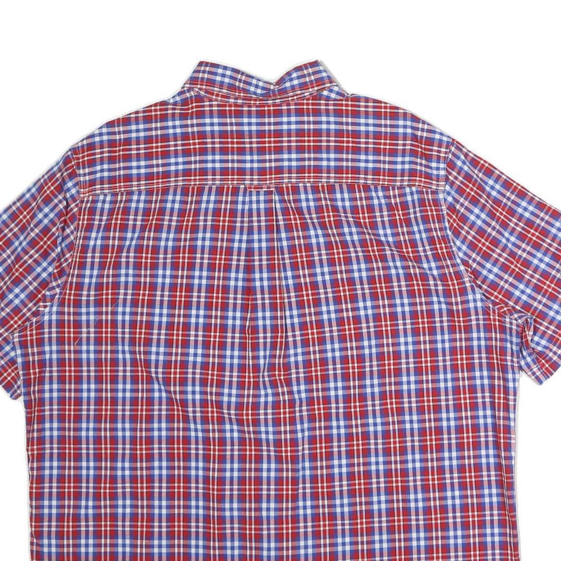 CHAPS Mens Red & Blue Check Shirt XL Button Down Short Sleeve Casual