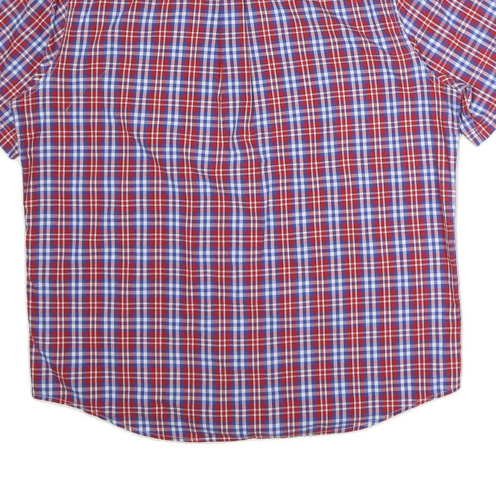 CHAPS Mens Red & Blue Check Shirt XL Button Down Short Sleeve Casual