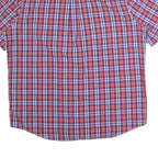 CHAPS Mens Red & Blue Check Shirt XL Button Down Short Sleeve Casual