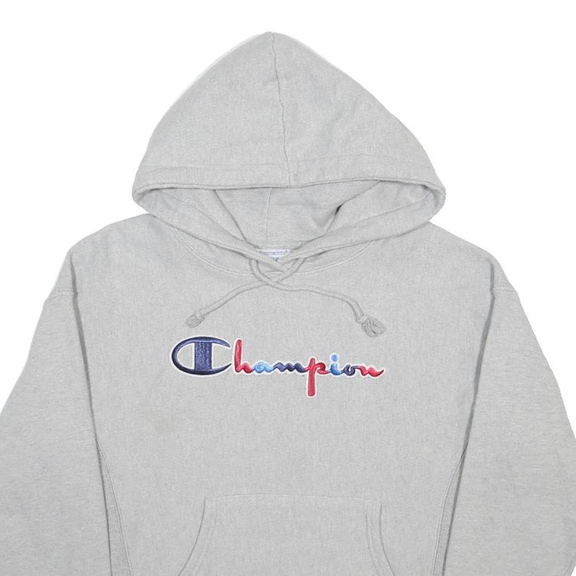 CHAMPION REVERSE WEAVE Womens Grey Hoodie M Cotton Blend Pullover Casual