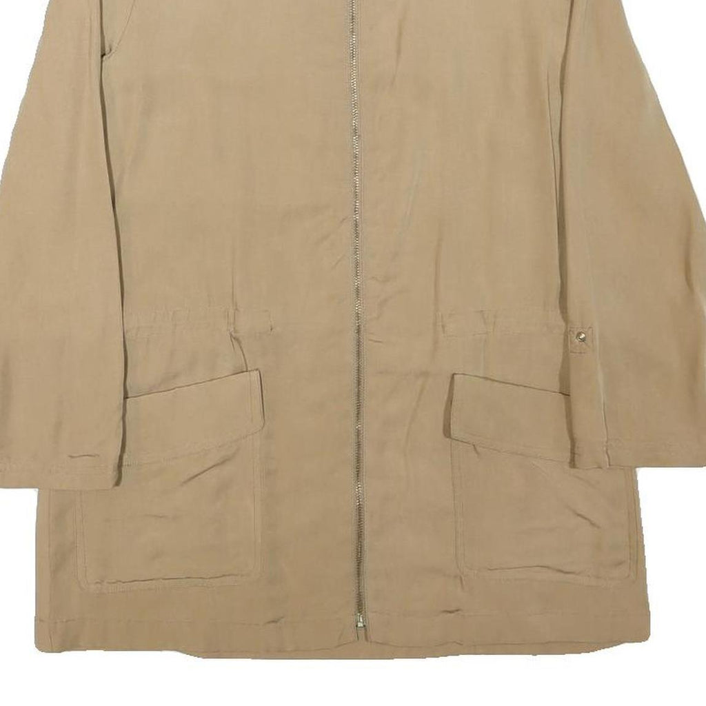 ZARA Womens Beige Cotton Blend Jacket S Plain Lightweight Zip Fastening