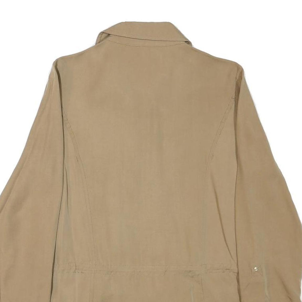 ZARA Womens Beige Cotton Blend Jacket S Plain Lightweight Zip Fastening