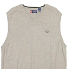 CHAPS Mens Beige Cotton Blend Plain V Neck Basic Knit XL Sleeveless Jumper Vest
