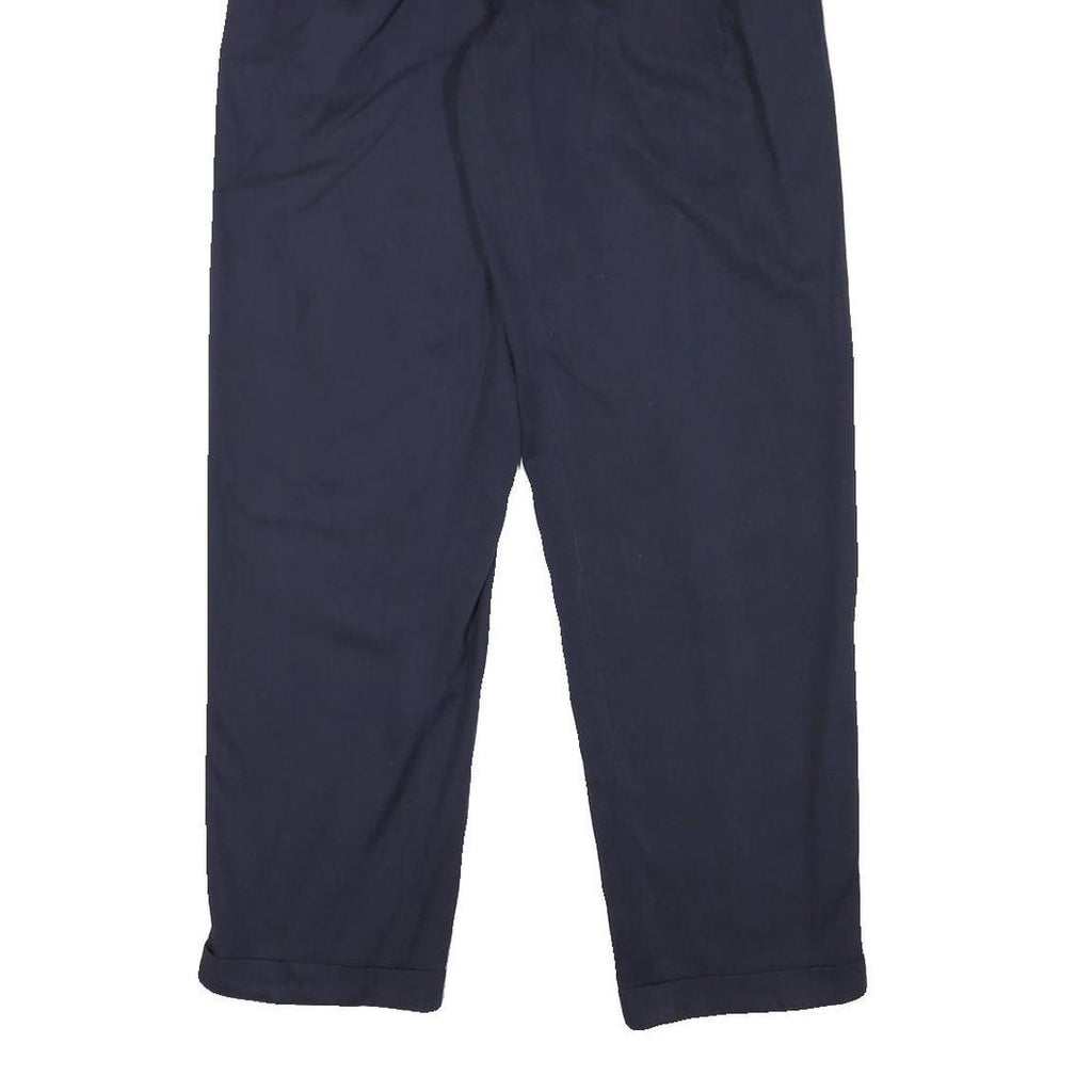 Mens Relaxed Navy Blue Polyester Blend Trousers Zip Closure W26 L30 Casual Smart