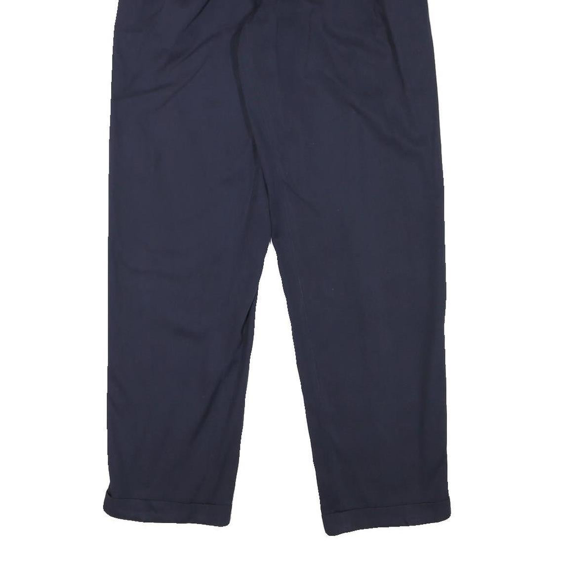 Mens Relaxed Navy Blue Polyester Blend Trousers Zip Closure W26 L30 Casual Smart