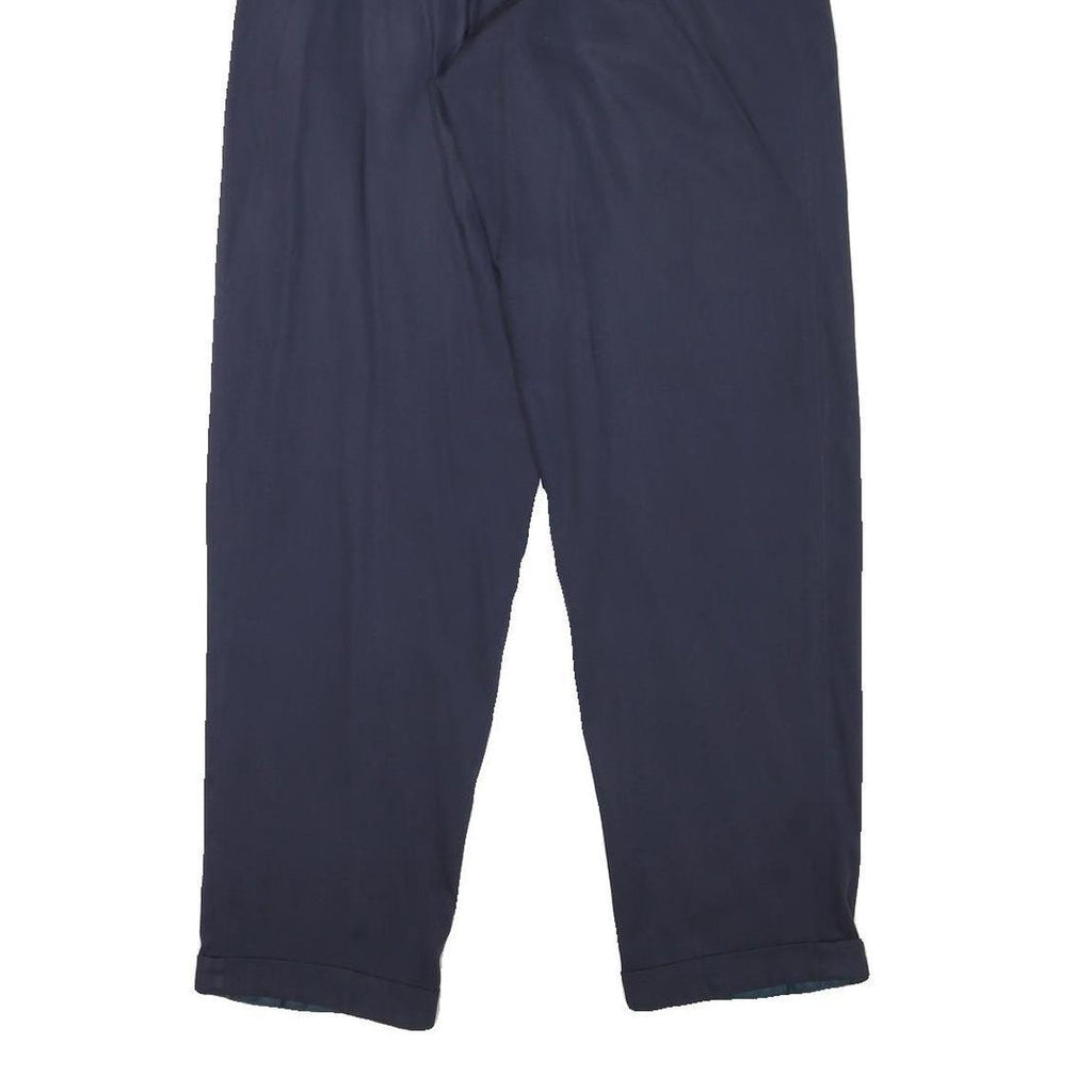 Mens Relaxed Navy Blue Polyester Blend Trousers Zip Closure W26 L30 Casual Smart