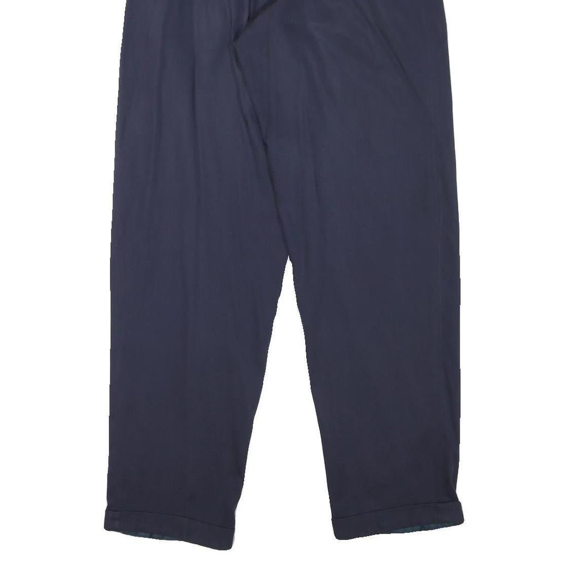 Mens Relaxed Navy Blue Polyester Blend Trousers Zip Closure W26 L30 Casual Smart