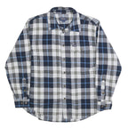 SMITHS Mens Blue & Grey Check Shirt L Casual Cotton Blend Long Sleeve