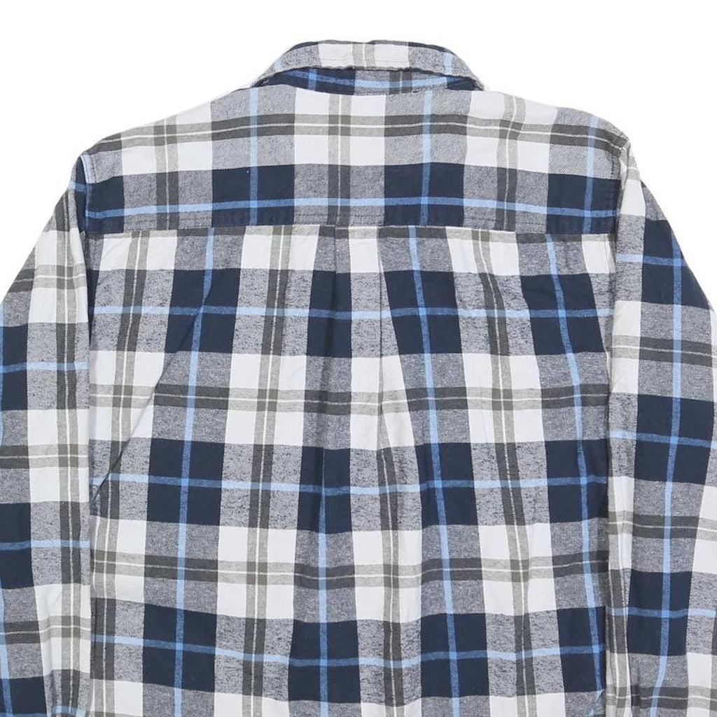 SMITHS Mens Blue & Grey Check Shirt L Casual Cotton Blend Long Sleeve