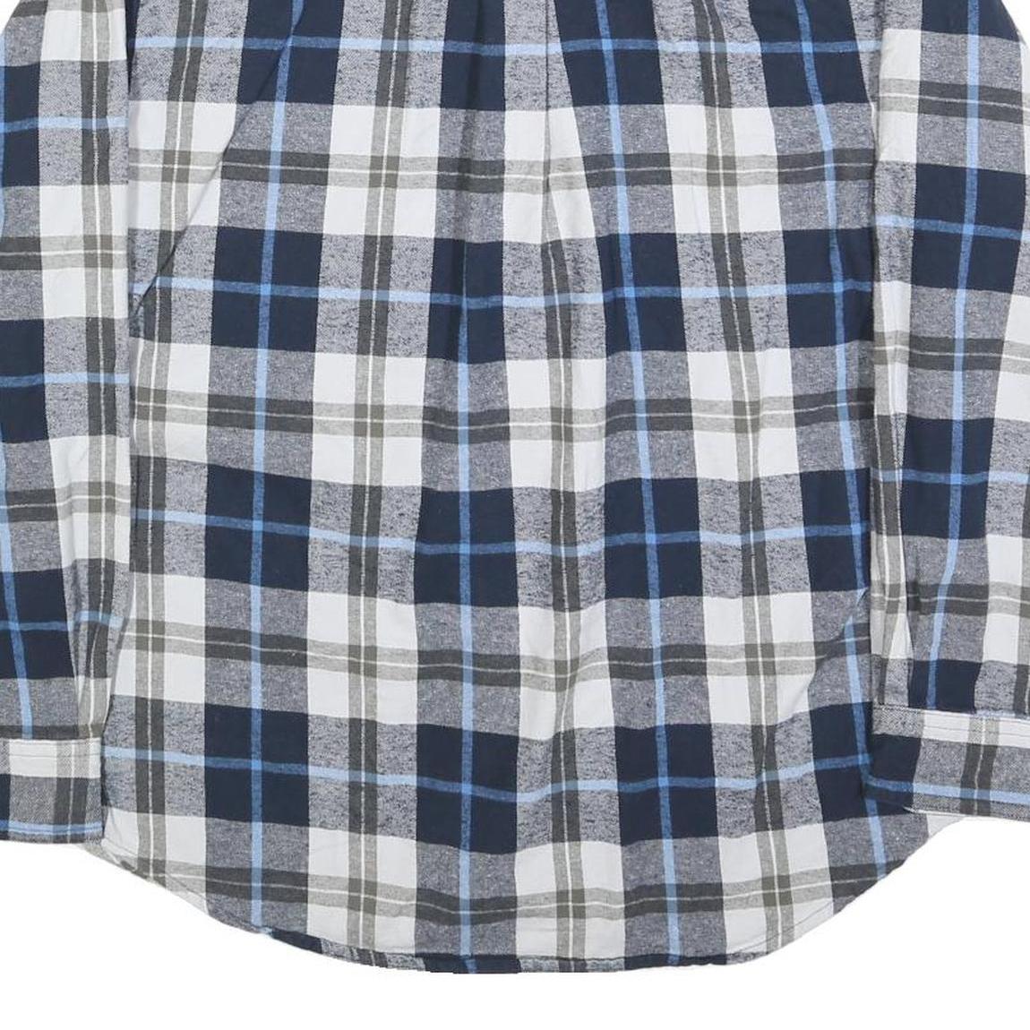 SMITHS Mens Blue & Grey Check Shirt L Casual Cotton Blend Long Sleeve
