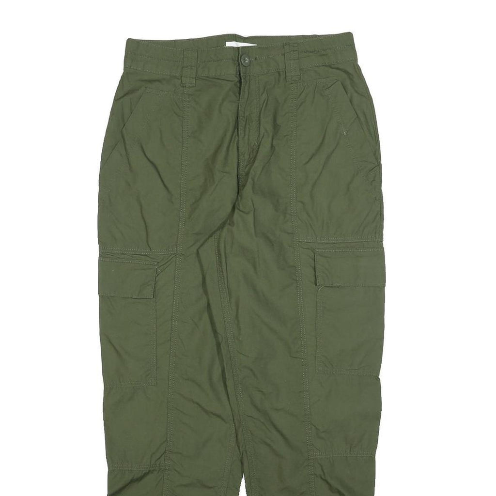 H&M Womens Cotton Blend Green Regular Cargo Trousers W28 L28 Zip Pockets