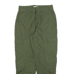 H&M Womens Cotton Blend Green Regular Cargo Trousers W28 L28 Zip Pockets
