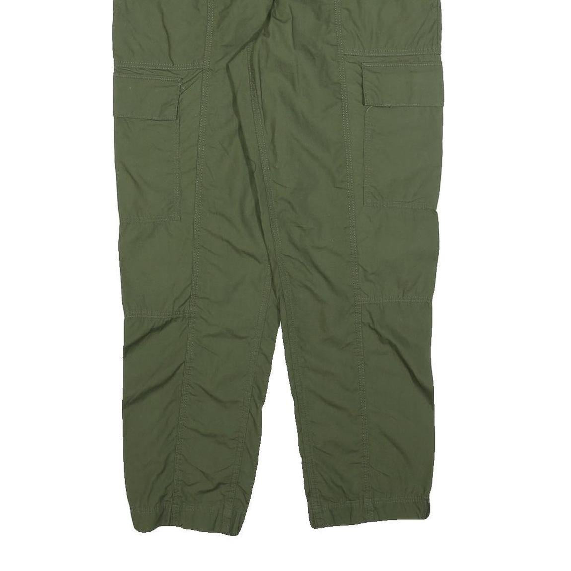 H&M Womens Cotton Blend Green Regular Cargo Trousers W28 L28 Zip Pockets