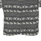 Mens Black & Cream Printed Cotton Blend Shirt M Elephant Pattern Casual Short