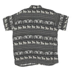 Mens Black & Cream Printed Cotton Blend Shirt M Elephant Pattern Casual Short