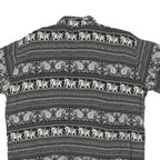 Mens Black & Cream Printed Cotton Blend Shirt M Elephant Pattern Casual Short