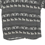 Mens Black & Cream Printed Cotton Blend Shirt M Elephant Pattern Casual Short