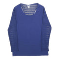 DKNY Womens Blue Top Long Sleeve Round Neck Crochet Detail XS Casual