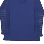 DKNY Womens Blue Top Long Sleeve Round Neck Crochet Detail XS Casual