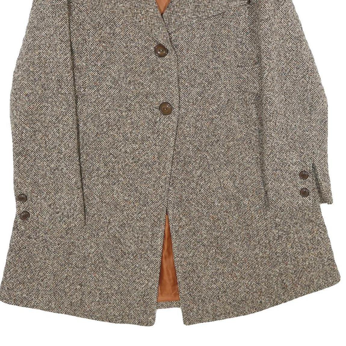 GUESS Womens Beige Wool Blend Button Jacket S Woven Tailored Classic Long Sleeve