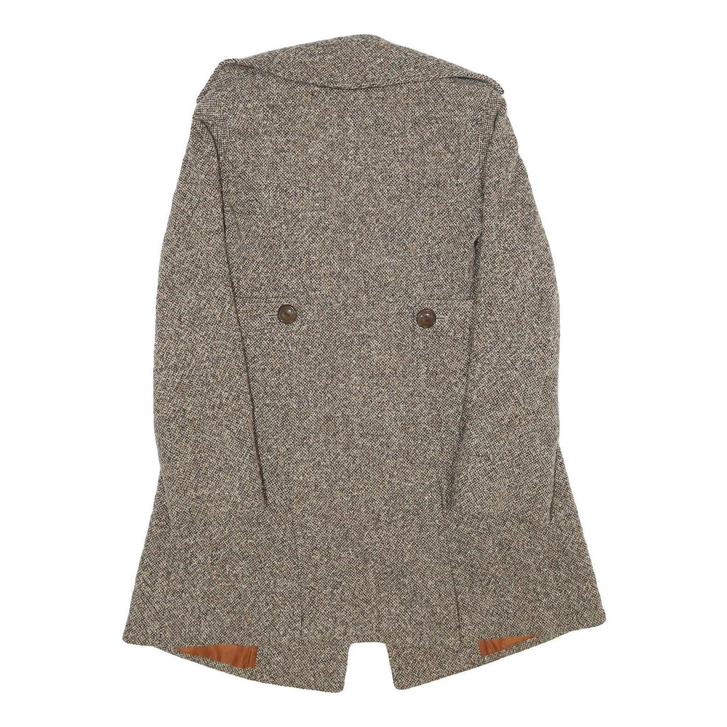 GUESS Womens Beige Wool Blend Button Jacket S Woven Tailored Classic Long Sleeve