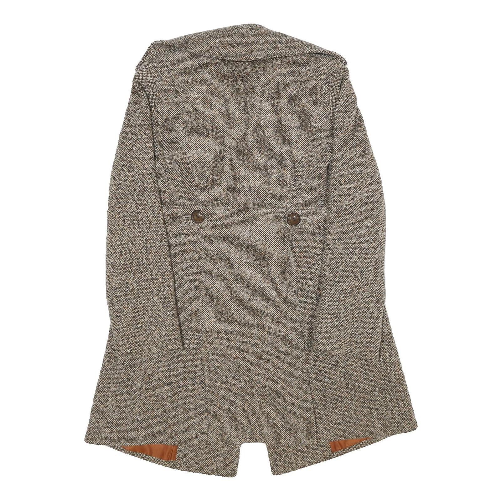 GUESS Womens Beige Wool Blend Button Jacket S Woven Tailored Classic Long Sleeve