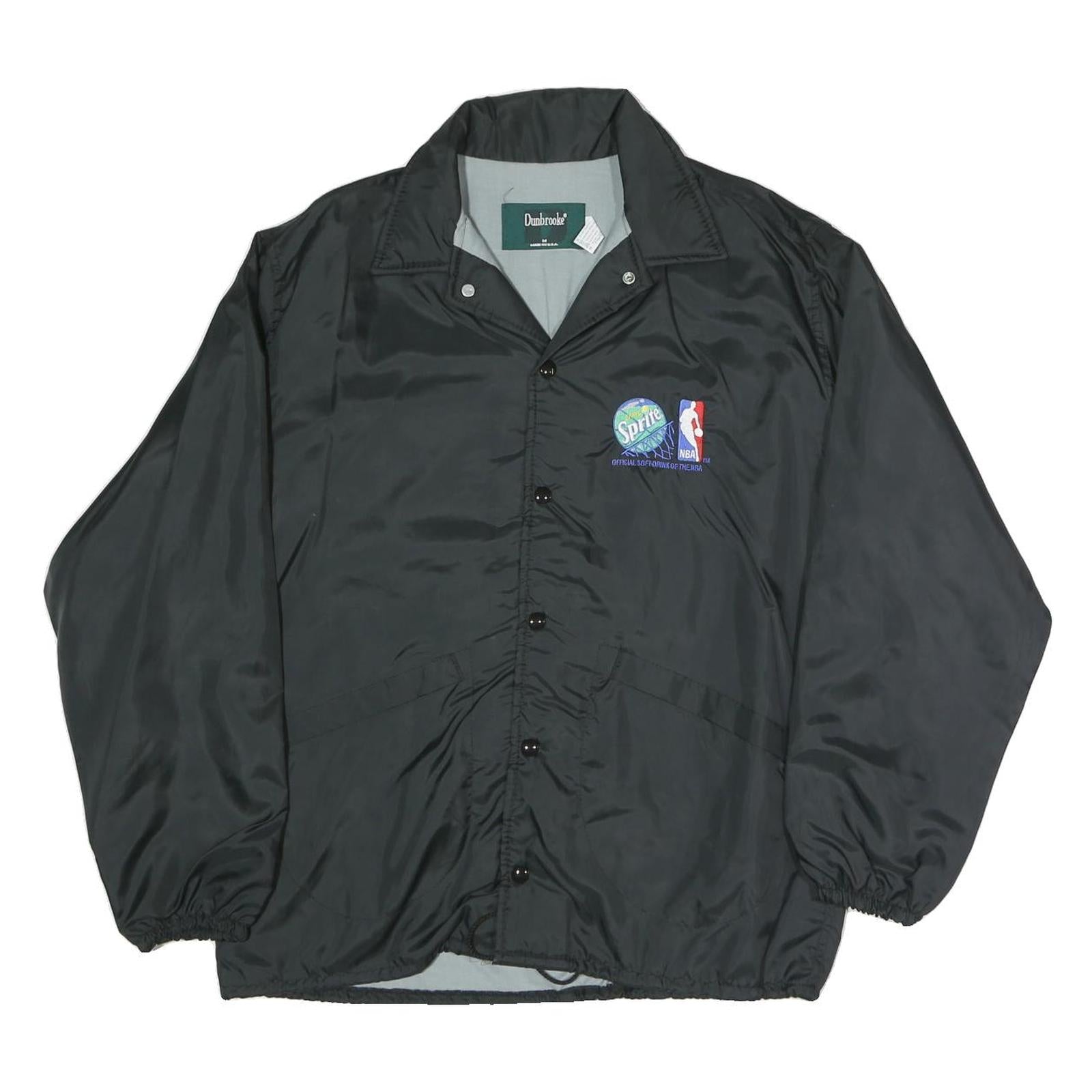 DUNBROOKE Mens Black NBA Sprite Button Jacket M Polyester Blend Plain Basketball