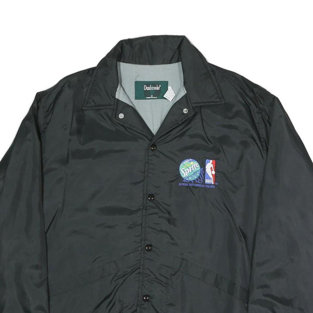 DUNBROOKE Mens Black NBA Sprite Button Jacket M Polyester Blend Plain Basketball