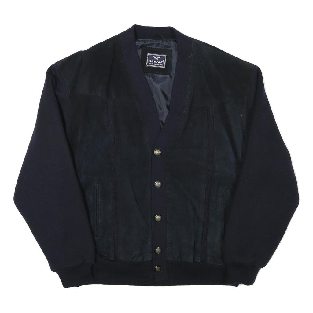 GARANTI Mens Black Button Jacket L Polyester Blend Plain Button Closure