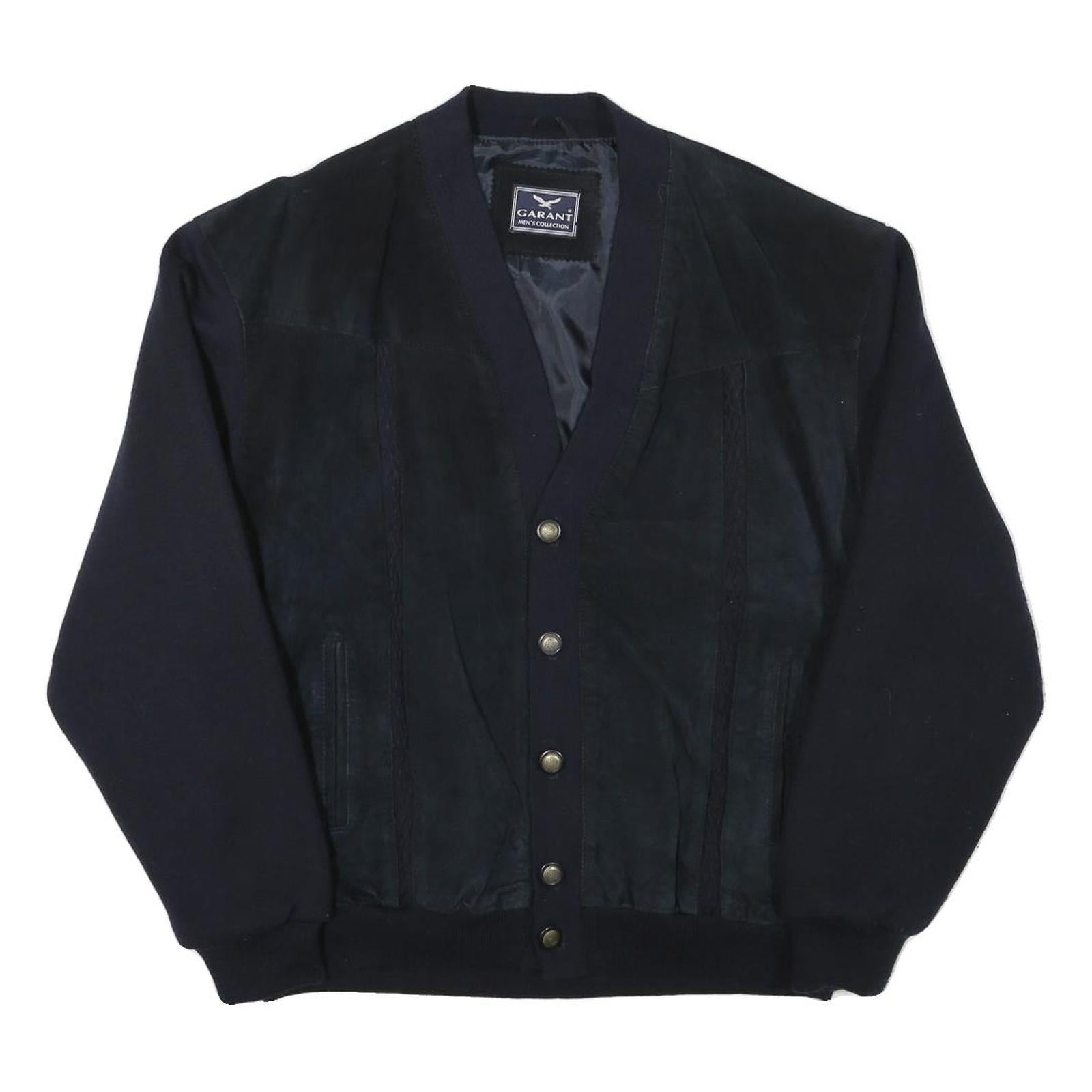 GARANTI Mens Black Button Jacket L Polyester Blend Plain Button Closure