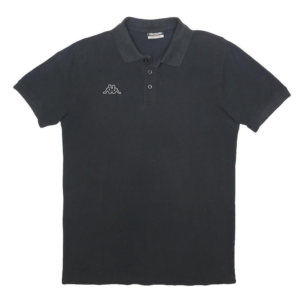 KAPPA Mens Black Short Sleeve Logo Embroidered Polo Shirt M Cotton Blend