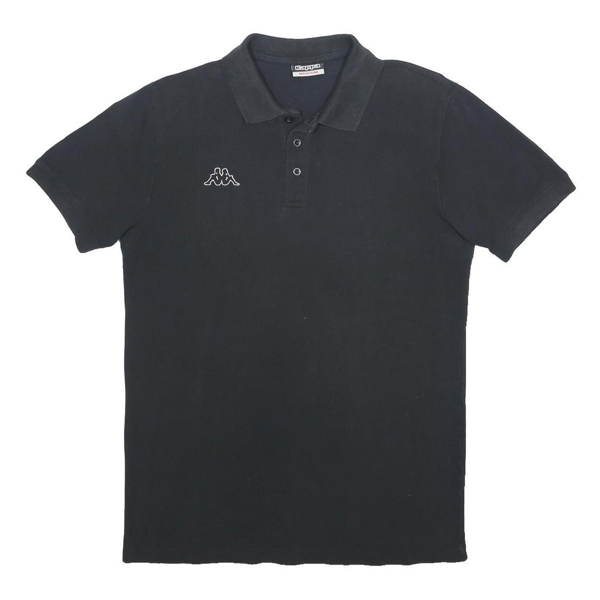 KAPPA Mens Black Short Sleeve Logo Embroidered Polo Shirt M Cotton Blend