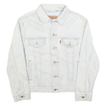 LEVI'S Womens Blue Denim Jacket M Cotton Button Floral Embroidered Casual