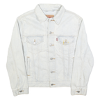 LEVI'S Womens Blue Denim Jacket M Cotton Button Floral Embroidered Casual