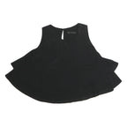 ZARA Womens Black Flared Sleeveless Round Neck Top XS Elegant Casual