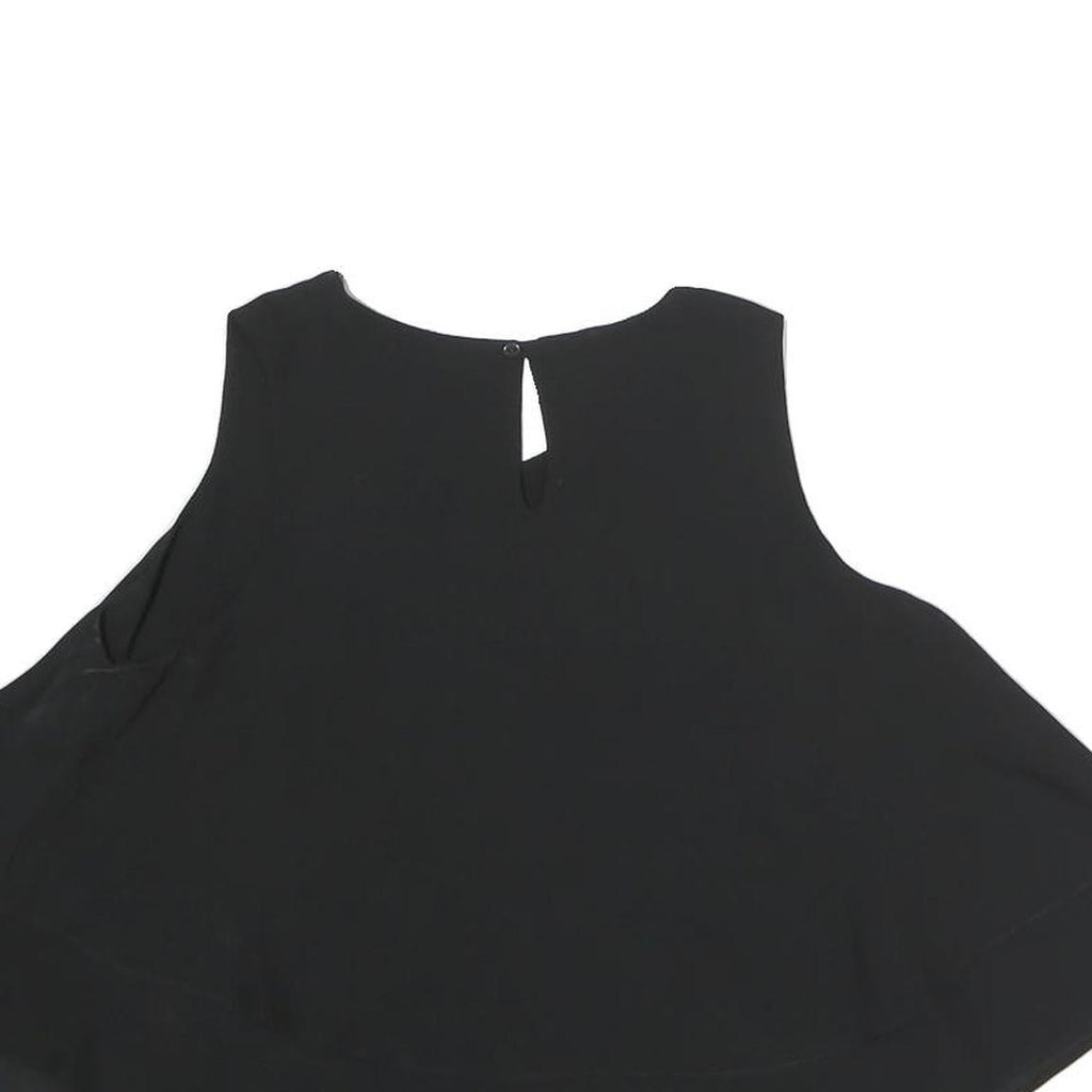 ZARA Womens Black Flared Sleeveless Round Neck Top XS Elegant Casual