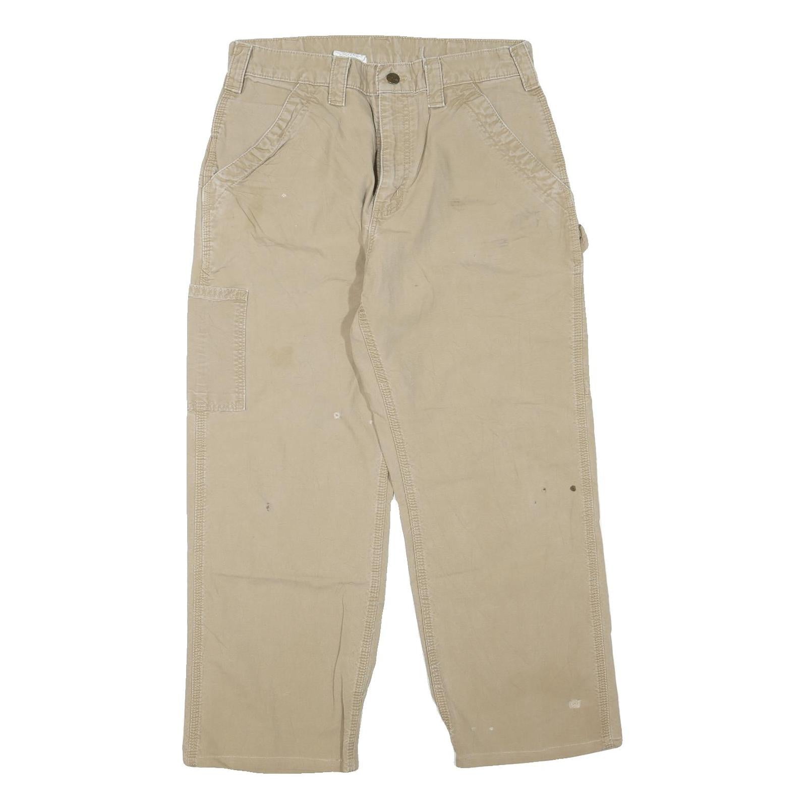CARHARTT Mens Cotton Blend Beige Regular Straight Leg Trousers W32 L26 Casual