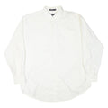 NAUTICA Mens White Plain Cotton Blend Shirt XL Button Down Collar Long Sleeve