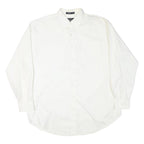 NAUTICA Mens White Plain Cotton Blend Shirt XL Button Down Collar Long Sleeve