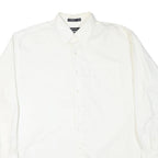 NAUTICA Mens White Plain Cotton Blend Shirt XL Button Down Collar Long Sleeve