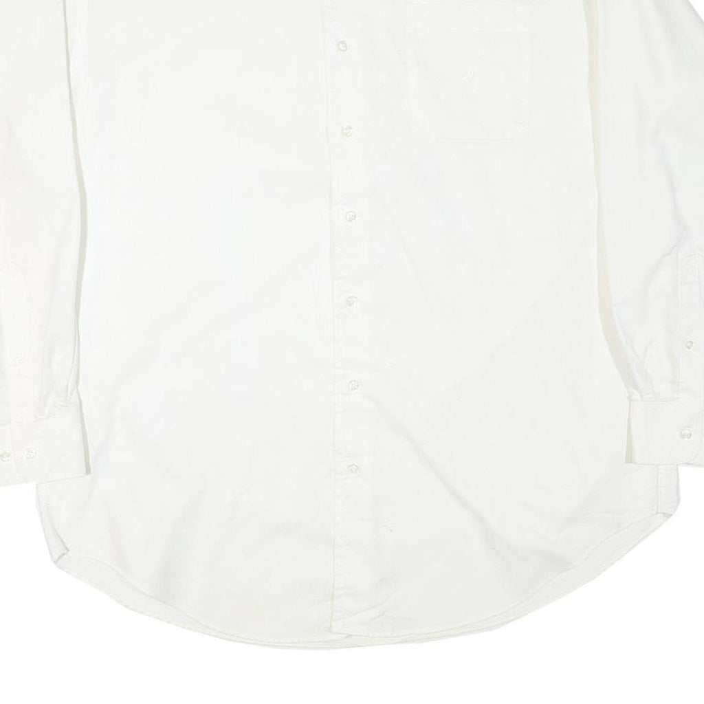 NAUTICA Mens White Plain Cotton Blend Shirt XL Button Down Collar Long Sleeve