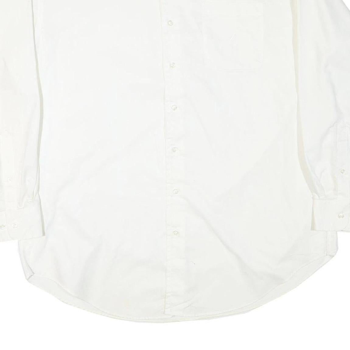NAUTICA Mens White Plain Cotton Blend Shirt XL Button Down Collar Long Sleeve
