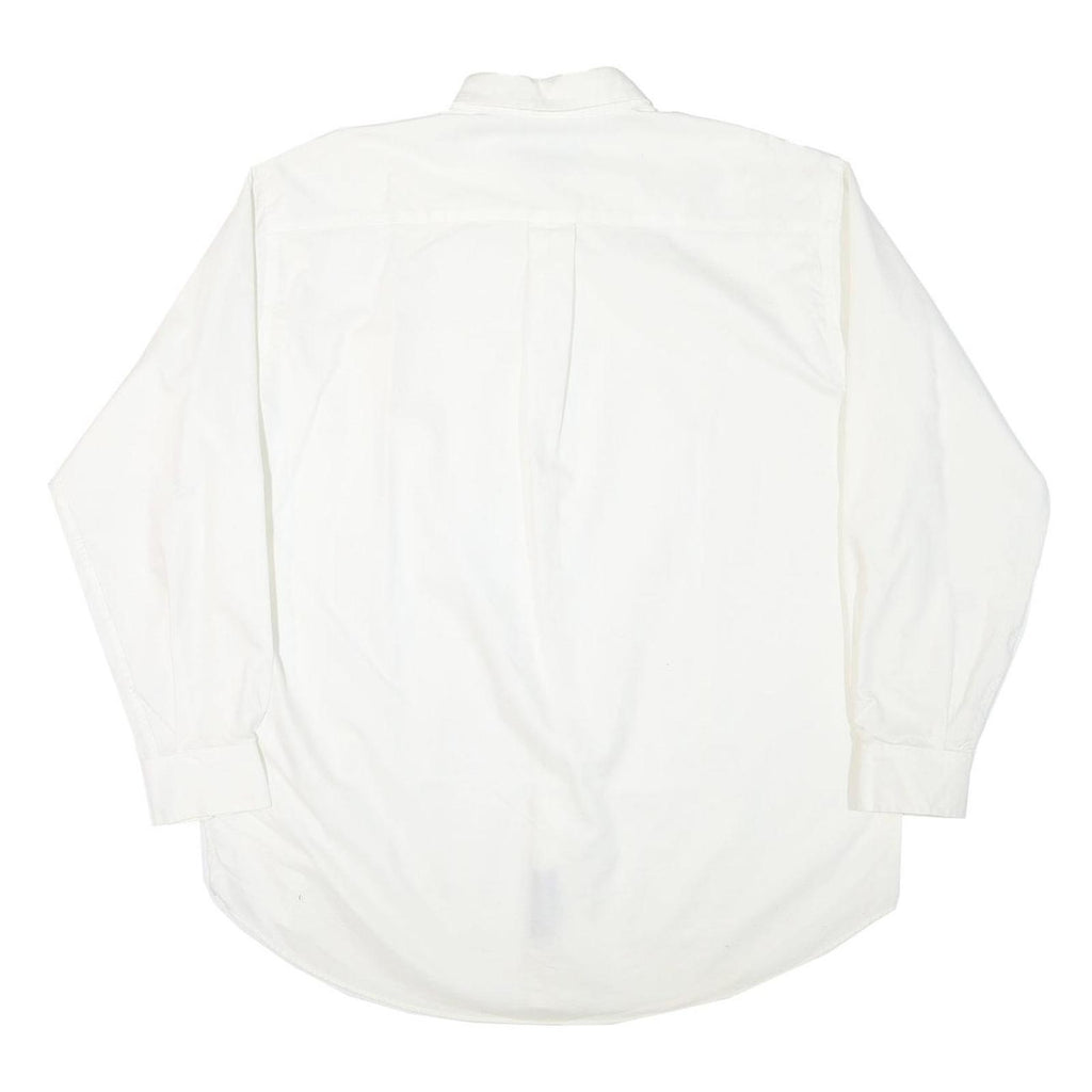 NAUTICA Mens White Plain Cotton Blend Shirt XL Button Down Collar Long Sleeve
