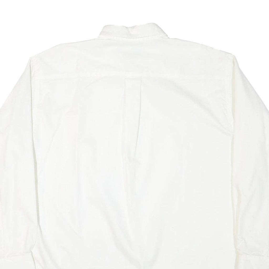 NAUTICA Mens White Plain Cotton Blend Shirt XL Button Down Collar Long Sleeve