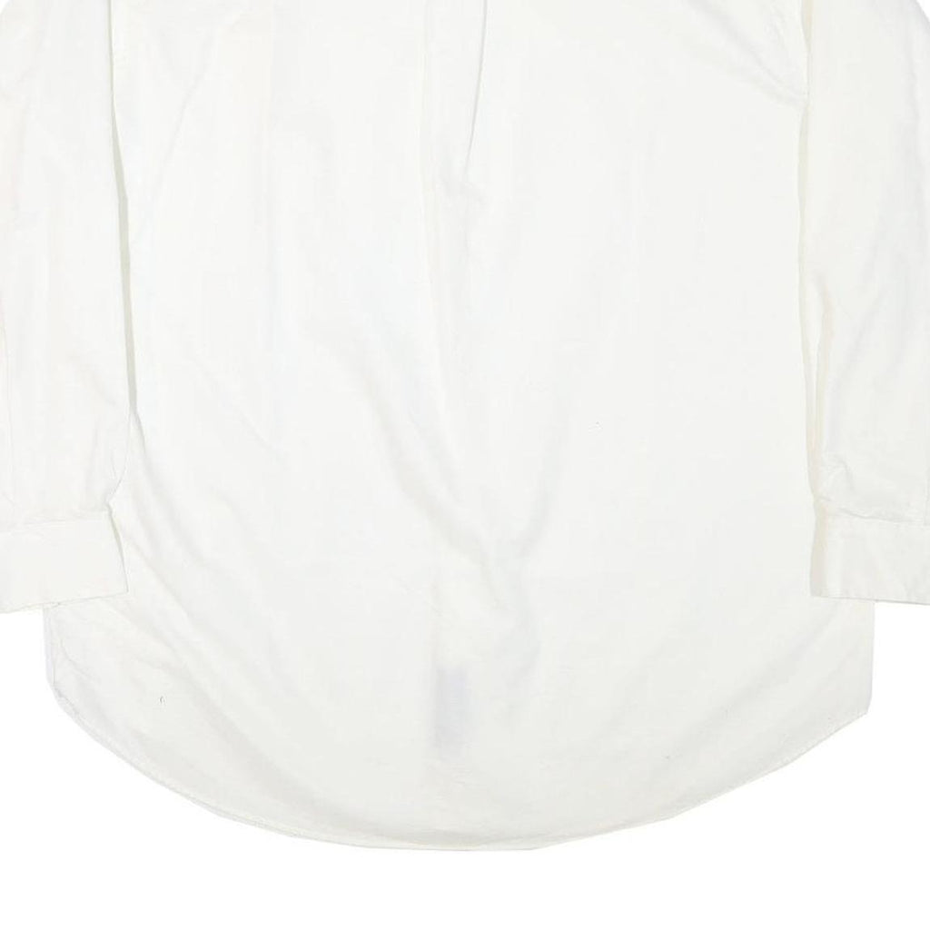 NAUTICA Mens White Plain Cotton Blend Shirt XL Button Down Collar Long Sleeve