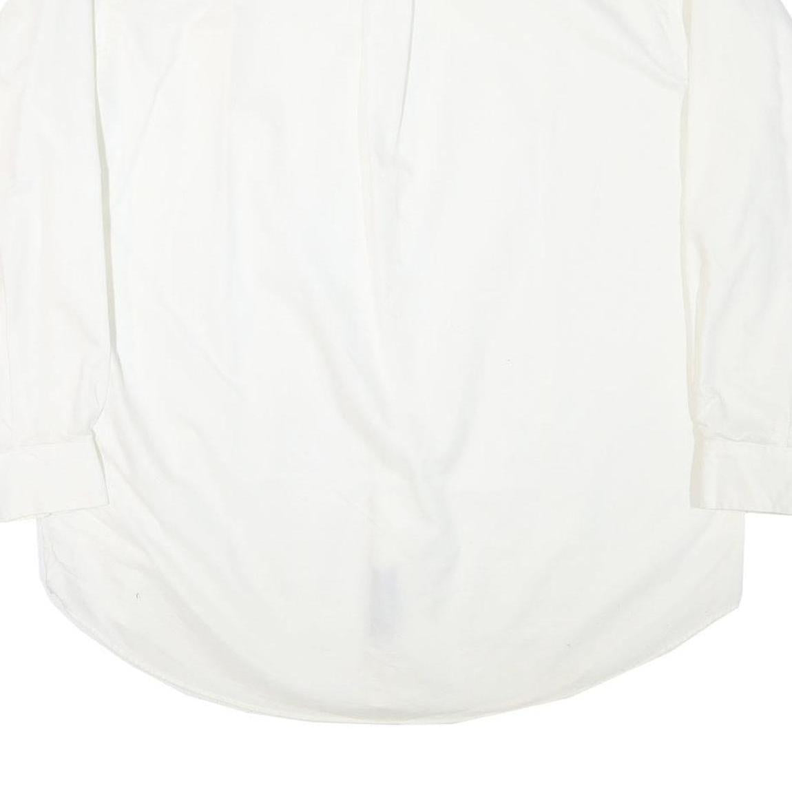 NAUTICA Mens White Plain Cotton Blend Shirt XL Button Down Collar Long Sleeve