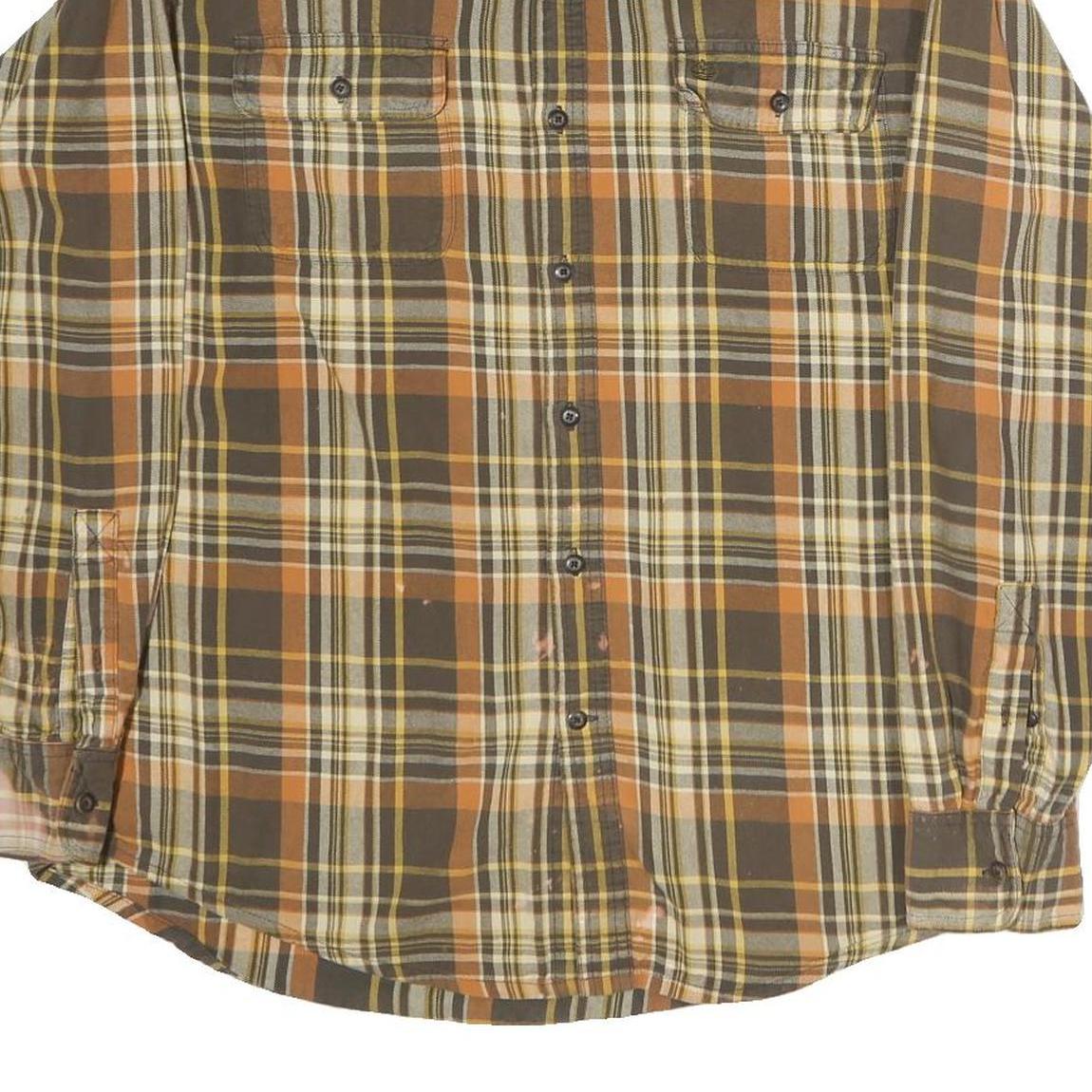TIMBERLAND Mens Brown & Orange Check Shirt L Long Sleeve Casual Cotton