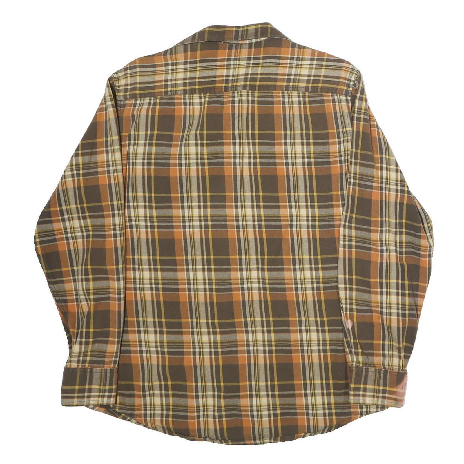 TIMBERLAND Mens Brown & Orange Check Shirt L Long Sleeve Casual Cotton