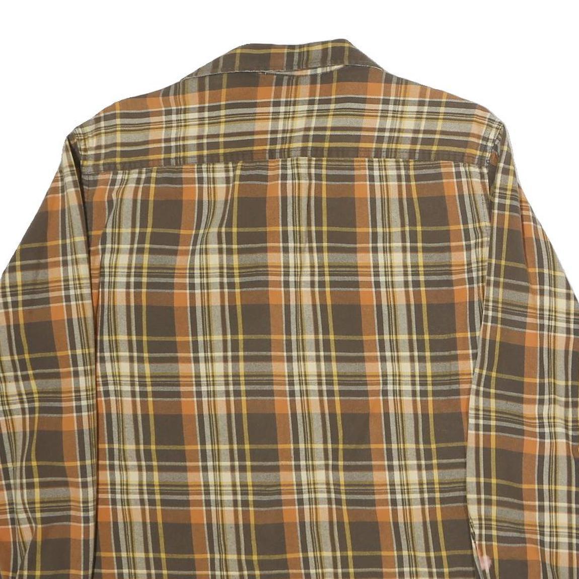 TIMBERLAND Mens Brown & Orange Check Shirt L Long Sleeve Casual Cotton