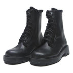 CHARLES & KEITH Womens Lace-Up Ankle Boots Leather UK 4 Black Warm Lined Chunky
